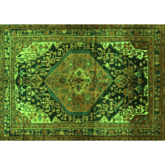Ahgly Company Indoor Rectangle Persian Green Traditional Area Rugs, 5' x 7'
