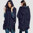 thumbnail image 2 of MIASHUI Plus Size Knit Sweater Button Hood Cape Shawl, Scarf for Women, Fashion Scarf for Casual Wear, Warm Scarf Navy,One Size, 2 of 6