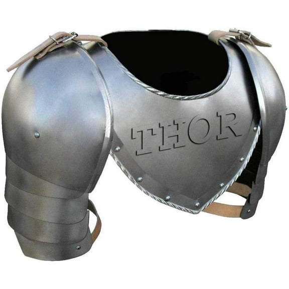 THOR INSTRUMENTS Medieval Armor Gorget and Pauldrons Silver 18g Rustic Vintage Home Decor Gifts