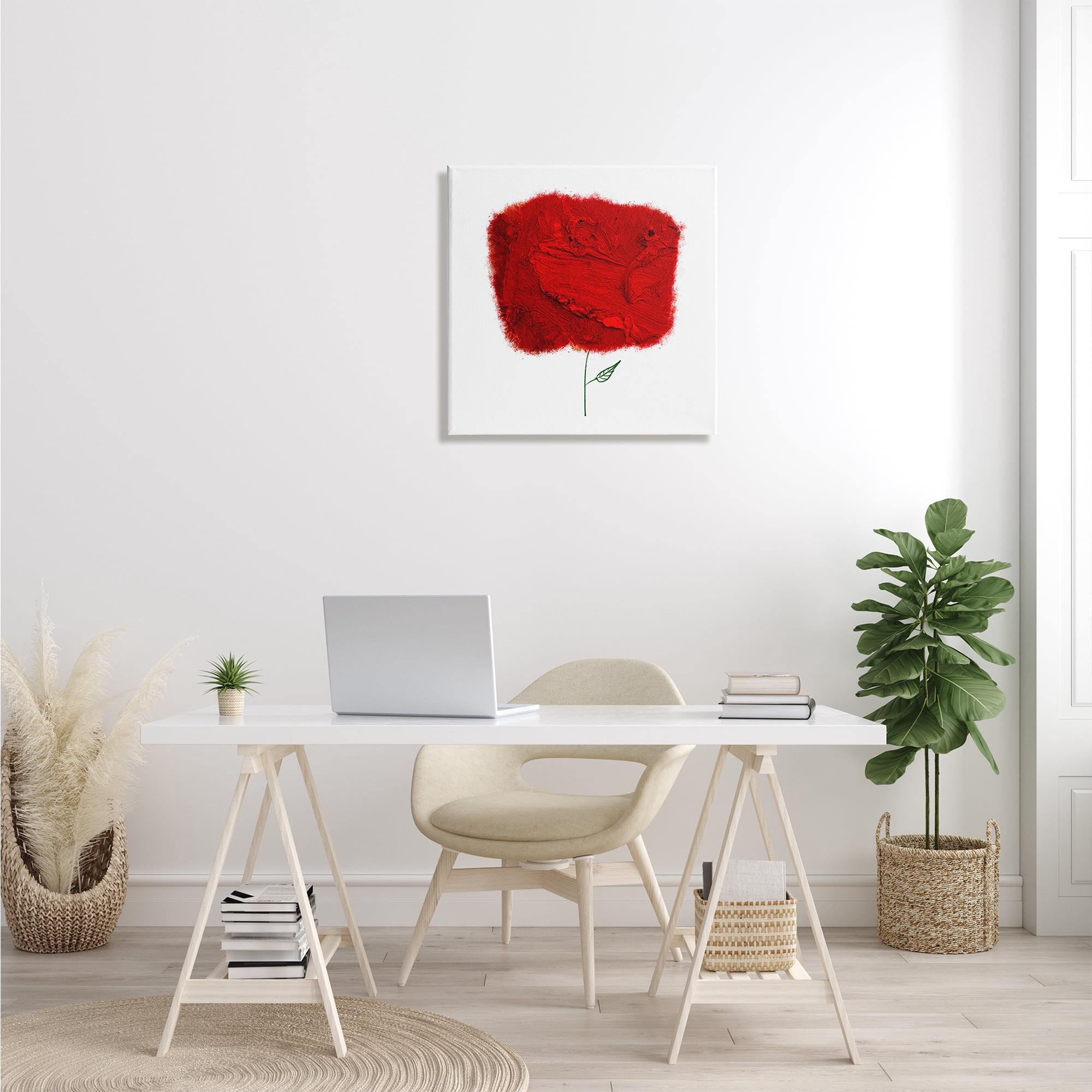 Stupell Industries Nerudo Rose Abstract Interpretation Modern Red Floral Botanical & Floral Painting Gallery Wrapped Canvas Print Wall Art, 24 x 24