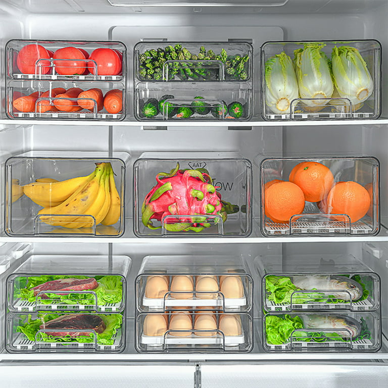 StorageBud Fridge Organizer - 14 Piece Refrigerator Organizer Bins -  Stackable Freezer Organizer - Clear Refrigerator Organizer - Multi Size  Acrylic