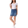 thumbnail image 2 of INSPIRE CHIC Denim Skirt for Women's Casual High Waisted Jean Skirt with Pockets L M-Blue, 2 of 6
