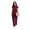 Burgundy, variant on Women's Scrub Set - Stretch Mandarin Collar Top & Elastic Waist Pants, Professional Medical Nursing Uniforms with Multi-Pocket Design