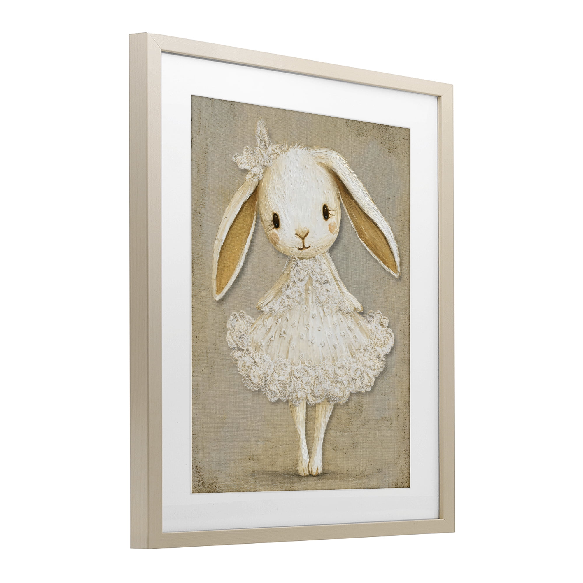 Stupell Industries Ballerina Bunny in Lace Dress Birch Framed Print Under Glass, design by Ink Drop Loft