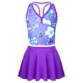 thumbnail image 4 of CHICTRY Girls 3-pc Swimsuit Floral Top with Bottoms and Skirts Bathing Suit Serene Camellia Purp 7-8, 4 of 7