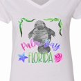 thumbnail image 4 of Inktastic Palm Bay Florida Cute Swimming Manatee Women's V-Neck T-Shirt, 4 of 5