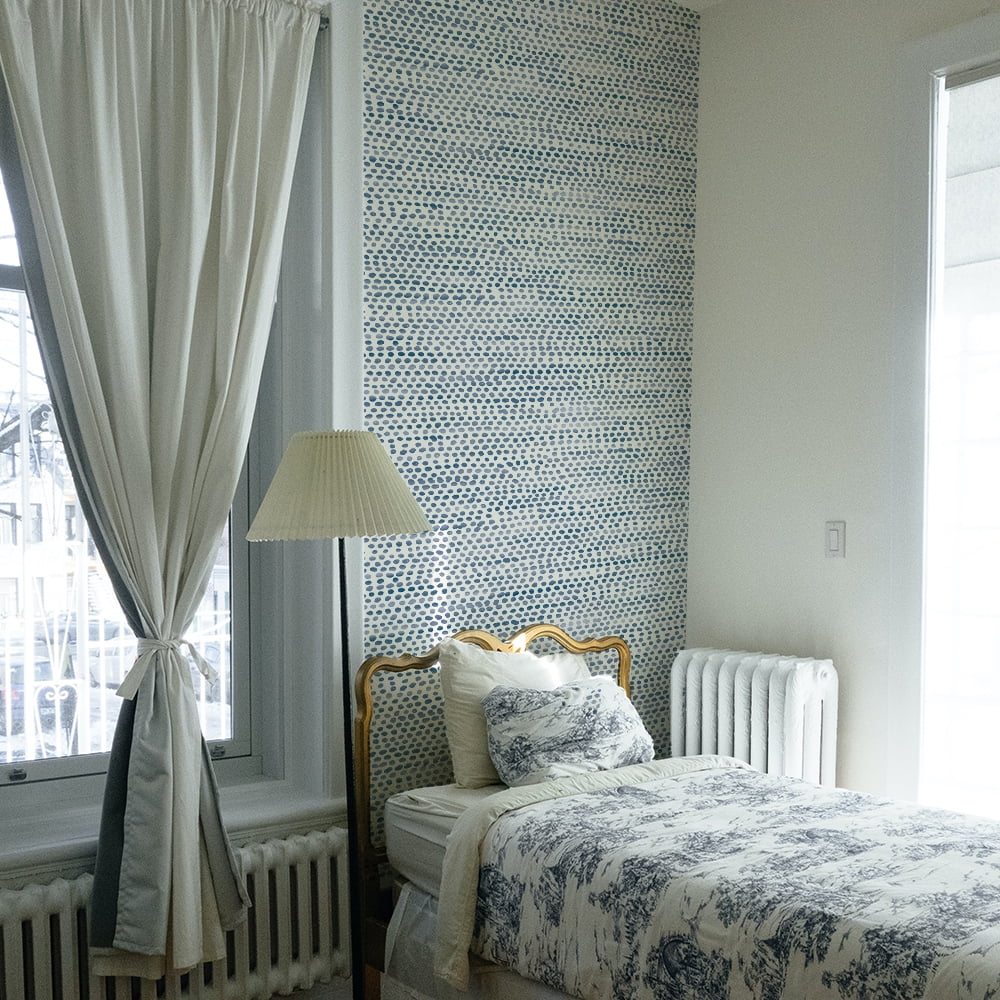 Tempaper Moire Dots Blue Moon Peel and Stick Wallpaper, 20.5" x 9'