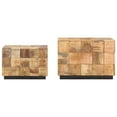 thumbnail image 3 of vidaXL Coffee Tables 2 pcs with Block Design Rough Mango Wood, 3 of 11