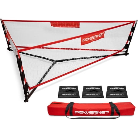 PowerNet Triple Threat Rebounder, Portable 3-Sided Futsal & Soccer Net, 80" L x 21" H Per Side, Training Equipment Rebound Net for Improving Soccer Ball Passing