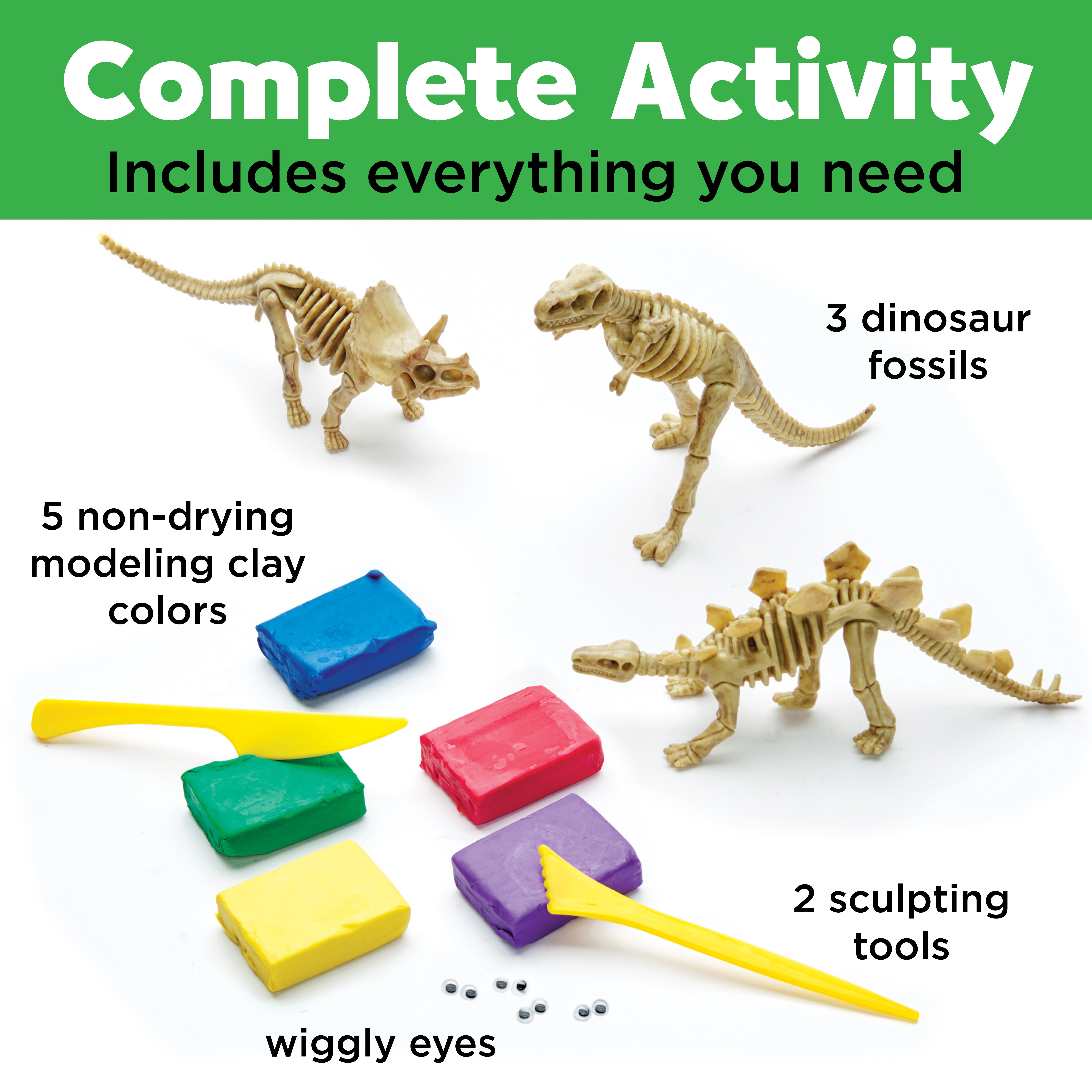 Creativity for Kids Create with Clay Dinosaurs: Craft 3 Dinosaurs for Kids, Dinosaur Toys for Ages 5-8+