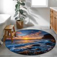 thumbnail image 3 of Round Rugs 4 Ft, Beach Reef Non Slip Area Rugs for Kitchen Bedroom Entryway, Beach Sunset Ocean Waves Natural Scenery Washable Carpet Runner Rug Floor Mats for Bedroom Home Decor, 3 of 8