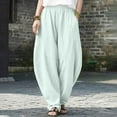 thumbnail image 2 of Lixiuxyad Loose Casual Pants Women Fashion Solid Pocket Casual Loose Pants Spliced High Waist Trousers Green, 2 of 5