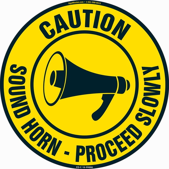 Sound Horn Non-Slip Floor Marker | 12 Pack of 16" Circle Vinyl Decal | Protect Your Business, Work Place & Customers | Made in The USA