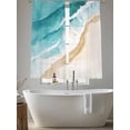 thumbnail image 5 of Summer Beach Sheer Curtains 72 Inches Long 2 Panels Abstract Teal Beige Gradient Waves Sand Light Filtering Semi Sheer Window Curtains Drapes for Bedroom Living Room 52"x72", 5 of 7