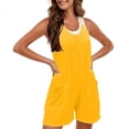 thumbnail image 4 of Yotami Womens Summer Rompers with Pocket, Casual Loose Spaghetti Strap Short Jumpsuit for Vacation, Sleeveless Beach Jumpsuits Overalls, Yellow S, 4 of 4