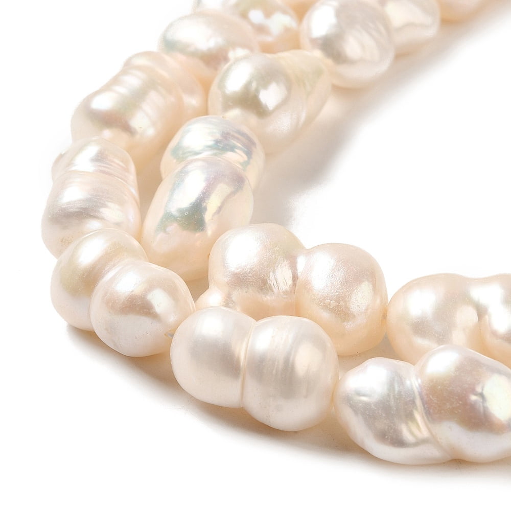 Natural Cultured Freshwater Pearl Beads Strands Peanut Old Lace 8.5~22x10~18x8~10mm Hole: 1mm 21pcs/strand 14.69~14.80''(37.3~37.6cm)