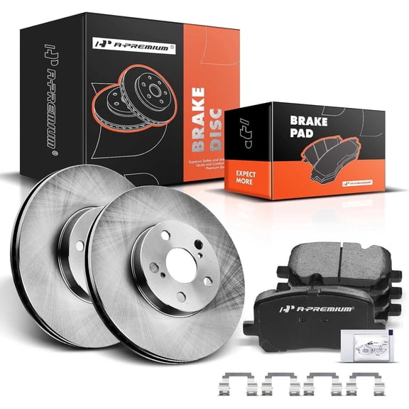 A-Premium 10.83 inch Front Vented Disc Brake Rotors   Ceramic Brake Pads Kit Compatible with Select Pontiac and Toyota Models - Corolla 2003-2008 Matrix 2003-2008 Vibe 2003-2008 6PCS