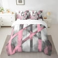 thumbnail image 2 of Erosebridal Pink Geometric Stripes Bedding Twin Size,Oil Painting Style Bed Set,Modern Desgin Bedding Sets Twin Size,Breathable Room Decor Reversible,7pcs, 2 of 6