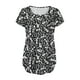 thumbnail image 4 of Puntoco - Camiseta de manga corta para mujer con cuello en V y estampado floral Puntoco Puntoco-491, 4 of 7