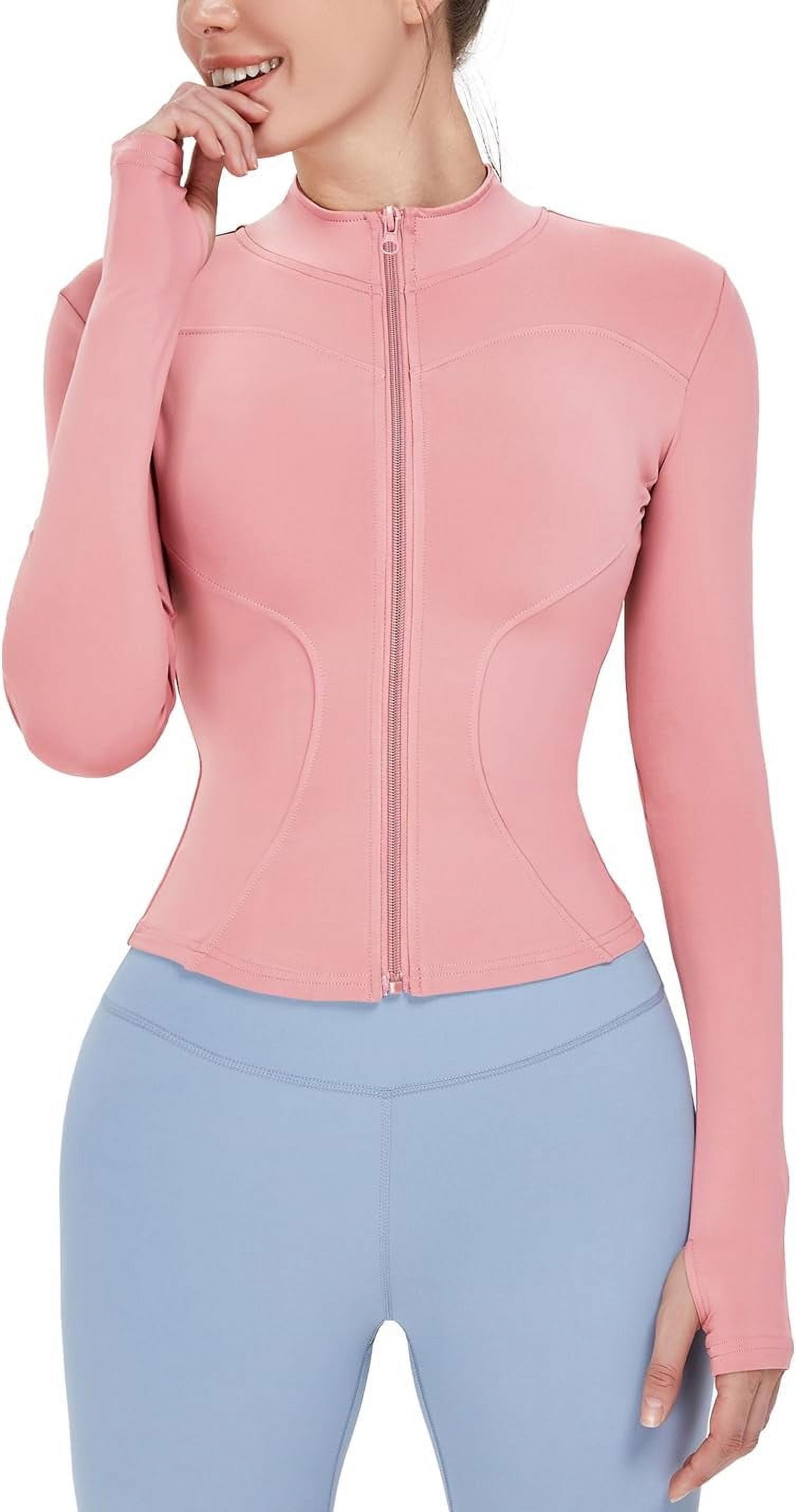 ORUYROP Veste de Course Légère Extensible pour Femmes avec Fermeture Éclair Complète et Trous pour les Pouces