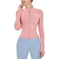 thumbnail image 1 of ORUYROP Veste de Course Légère Extensible pour Femmes avec Fermeture Éclair Complète et Trous pour les Pouces, 1 of 7