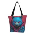 thumbnail image 1 of Fotbe Neon Cyberpunk Blue Bear Bolsa de Playa con Estampado, Bolsa de Hombro, Bolsa de Mano Espaciosa, Bolsa de Viaje Ligera, Bolsa de Compras Versátil, 1 of 6