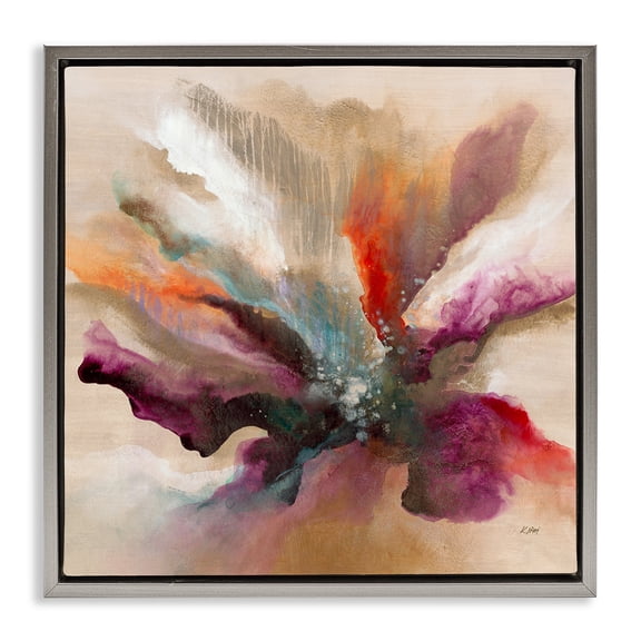 Stupell Industries Traditional Modern Botanical Leaves Gray Floating Frame Canvas Art, 25 x 25, by K. Nari
