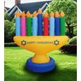 thumbnail image 3 of Zion Judaica 7' Colorful Inflatable Hanukkah Menorah for Indoor or Outdoor Decoration with LED Night Glowing Lights Hanukah Lawn Blowup Menorah - 7' x 7' (Multi-Color), 3 of 4