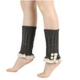 thumbnail image 4 of Kaliqueen Women Cable Knitted Leg Warmers Lace Trim Double Button Short Leg Cuffs Boot Winter Warmers, 4 of 5