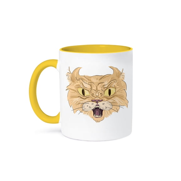 3drose, Angry Persian Cat, 11oz Two-tone Yellow Mug