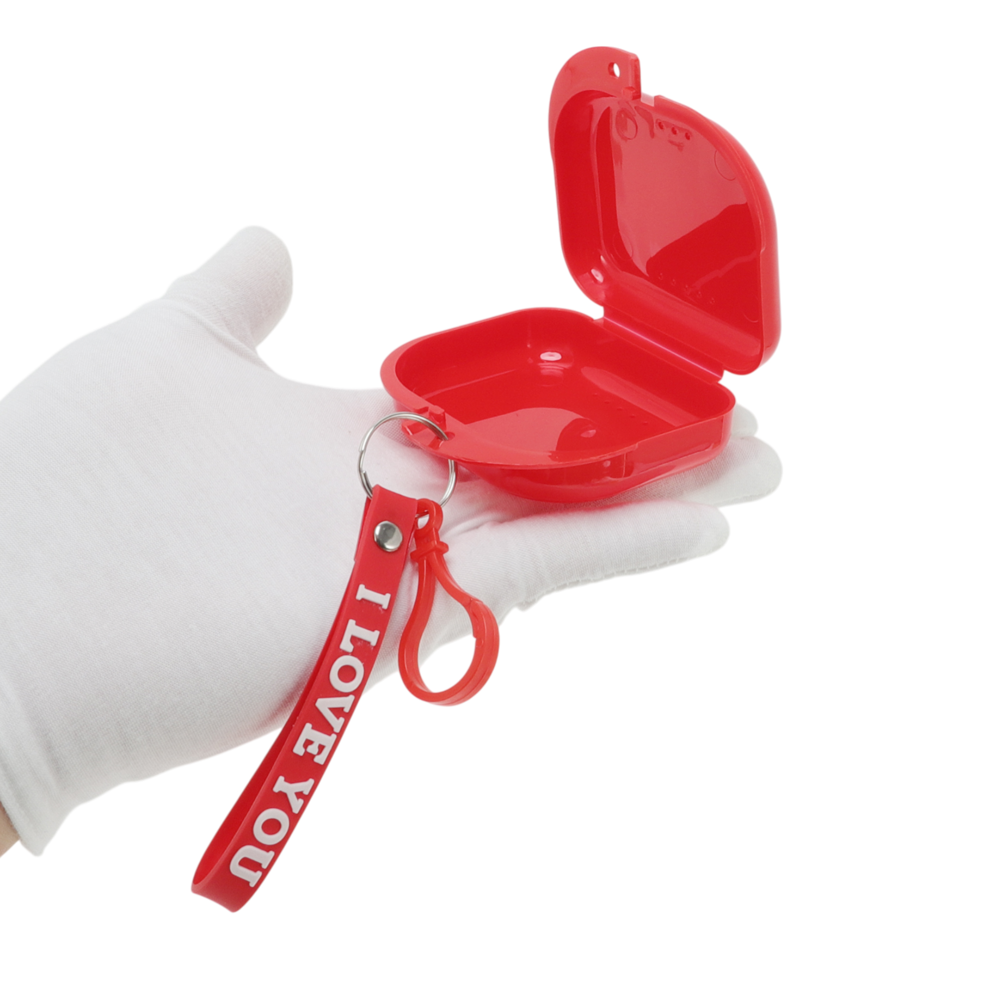 Unique Bargains Compact Braces Box with Lanyard 1 Pc Red