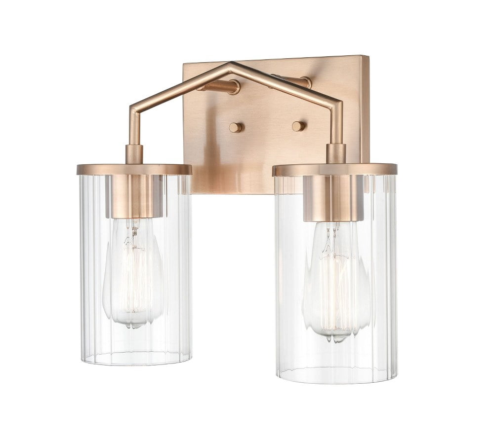 Millennium Lighting  Beverlly Bathroom Vanity Light Fixture with Clear Beveled Glass Shades 2 Light - Modern Gold