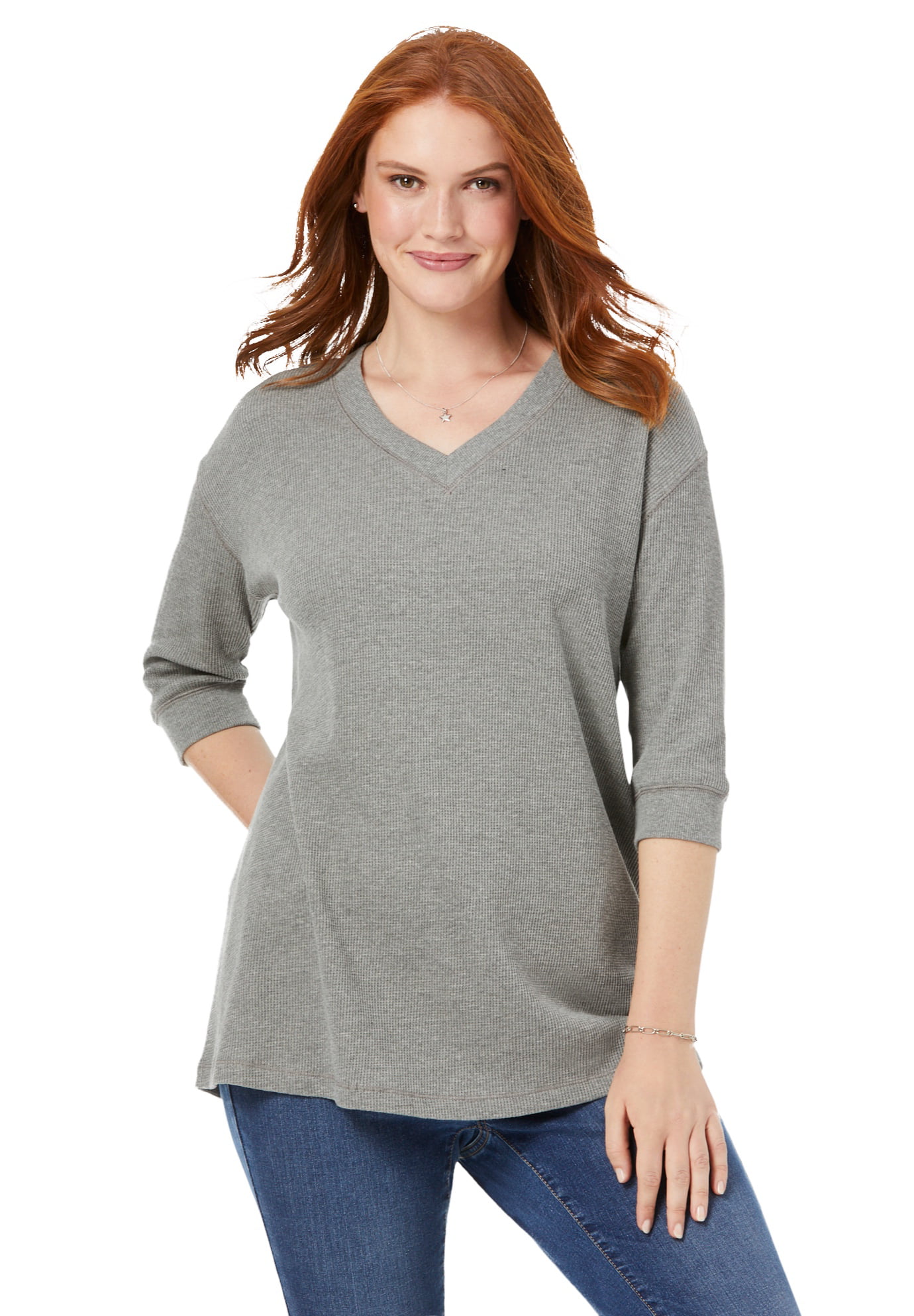 Woman Within Womens Plus Size Thermal Sweatshirt 