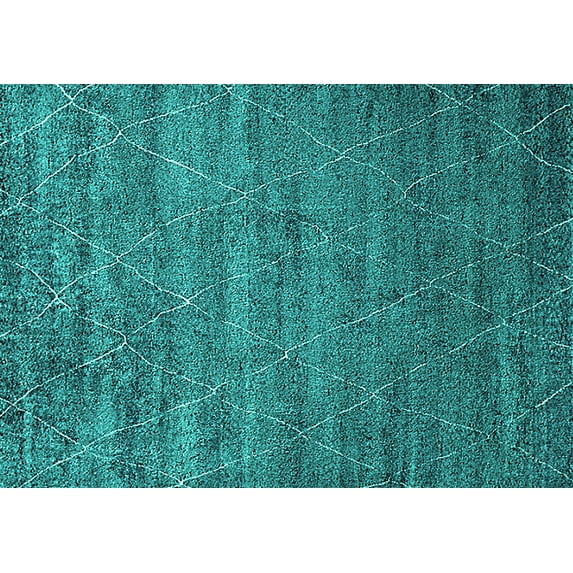 Ahgly Company Machine Washable Indoor Rectangle Oriental Turquoise Blue Industrial Area Rugs, 3' x 5'