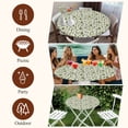 thumbnail image 7 of Green Leaves Round Tablecloth, Fitted Table Cover with Elastic for 55"-60" Round Tables, Pastoral Rustic Botanical Plant Beige Table Cloth Outdoor Indoor Dinning Party Waterproof Tablecloths, 7 of 7