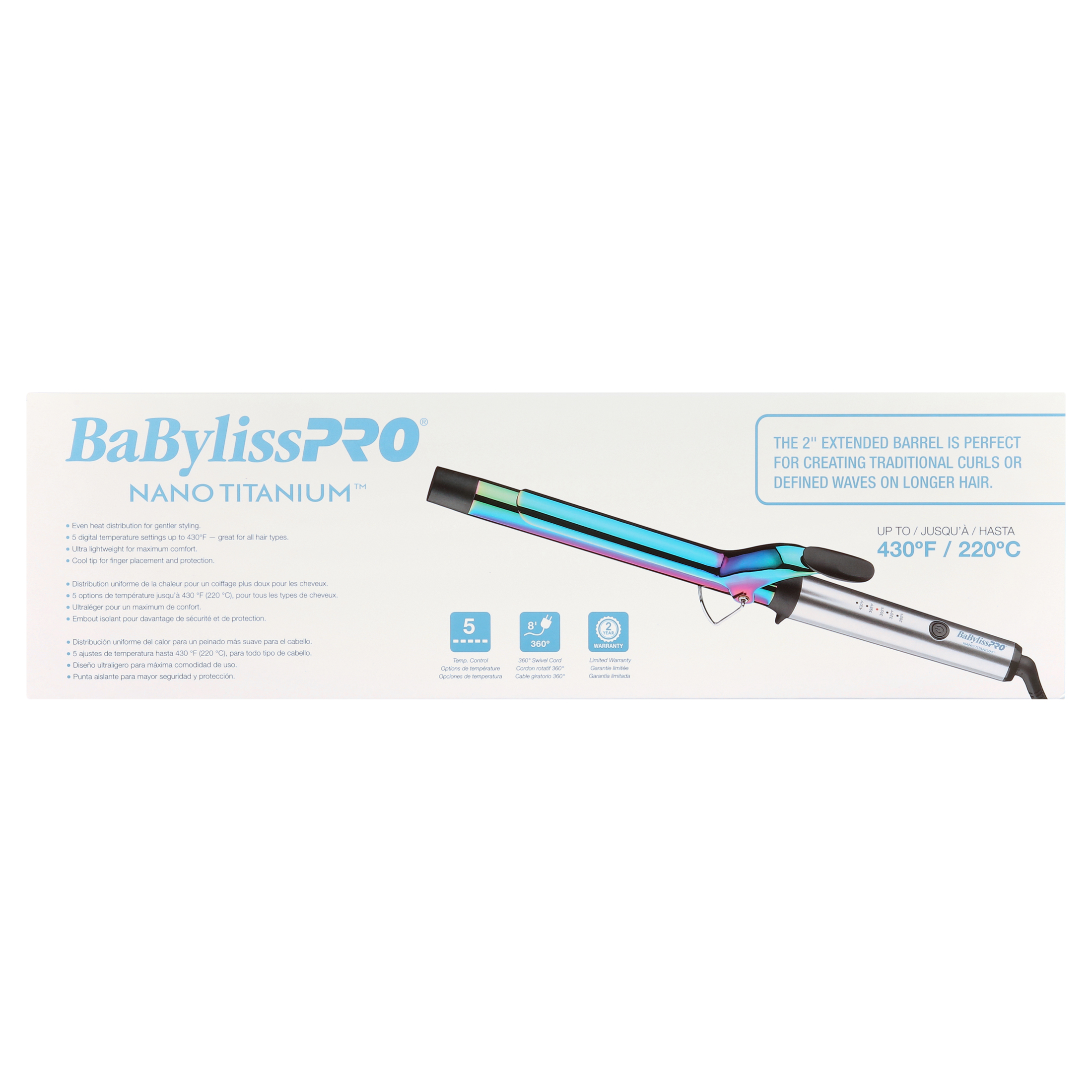 BabylissPRO Nano Titanium Limited Edition Iridescent 1" Extended Barrel Curl Iron