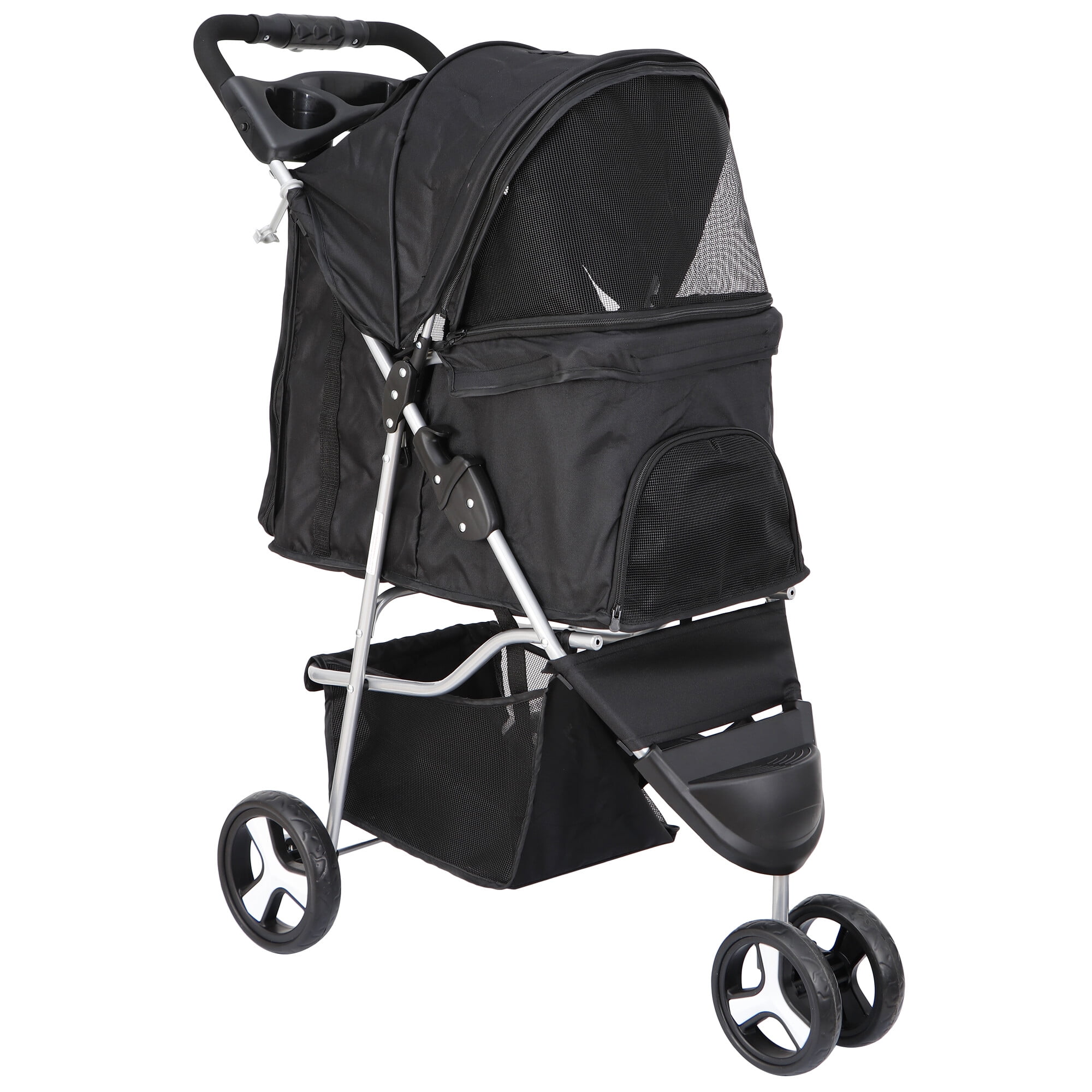 SuperDeal Lightweight 3Wheel Pet Dog Travel Stroller Folding W/Safety