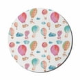 thumbnail image 1 of Watercolor Mouse Pad for Computers, Hand Painted Style Floating Hot Air Balloons Clouds Print, Round Non-Slip Thick Rubber Modern Gaming Mousepad, 8" Round, Blue Pink Coral, by Ambesonne, 1 of 2