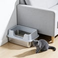thumbnail image 1 of Deeceymbur Deep Stainless Steel Litter Box Large Semi Enclosed Cat Litter Pan High Sided Anti Scatter Odor Control Kitty Toilet Easy Clean Non Slip Base with Scoop, 1 of 6