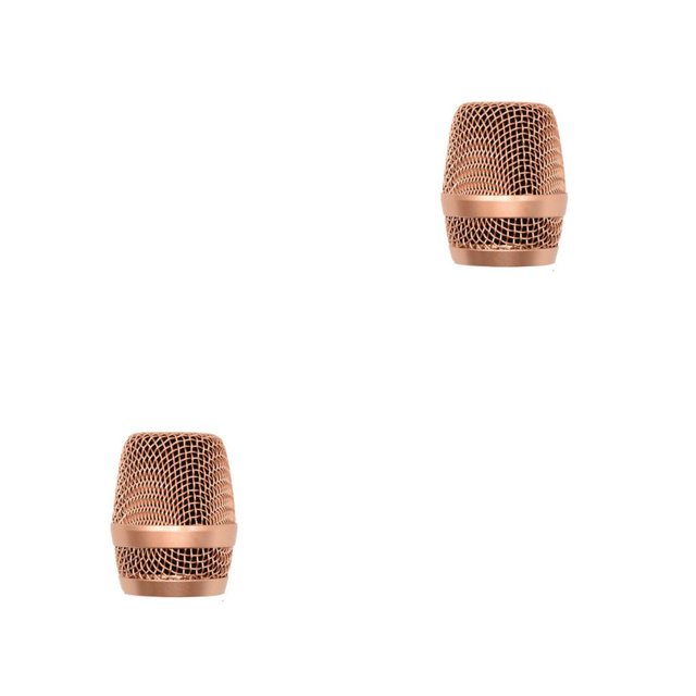 Inteprter Reemplazo de rejilla de micrófono de metal Reemplazo de protección desmontable con cable Inalámbrico Esponja incorporada Cabeza de Oro tipo 5 2piezas