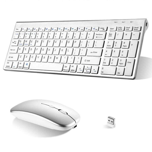 Rechargeable Wireless Keyboard Mouse, UrbanX Slim Thin Low Profile Keyboard and Mouse Combo with