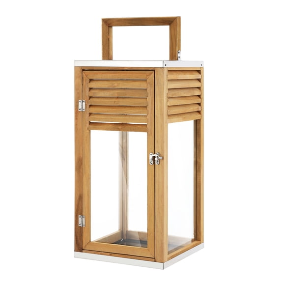 SAFAVIEH Alenna Brown Wood Outdoor Candle Holder