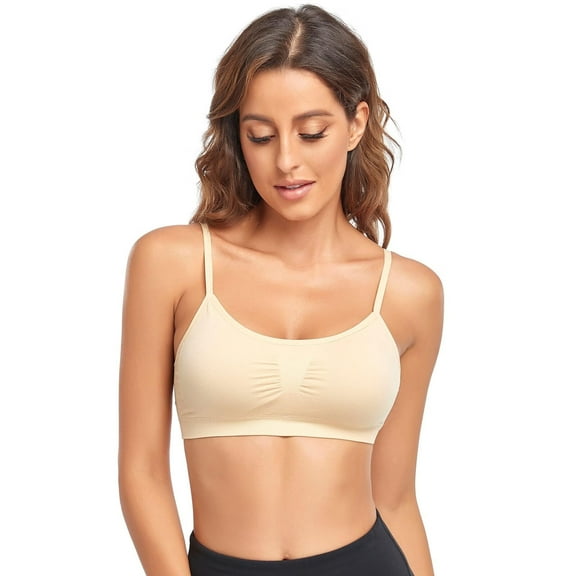 Bralettes Padded for Women Cami Strap Bra Seamless Sportsbra Wireless Comfort Yoga Lightly T-Shirt Tank Tops