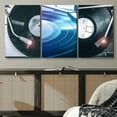 thumbnail image 2 of PixonSign Canvas Print Wall Art Set Triple Tone Duotone Blue & Gray Record Players Music Musicians Photography Realism Modern Urban Multicolor Ultra for Living Room, Bedroom, Office - 24"x36"x3, 2 of 5