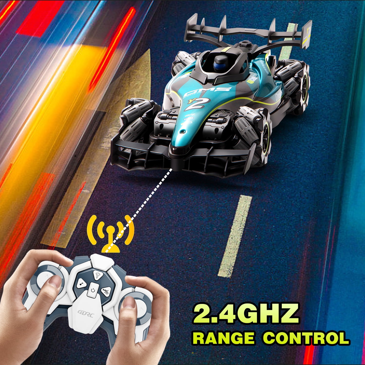 4DRC RC Racing Car, 1:12 4WD Toy Cars Buggy 2.4Ghz High Speed Remote Control Car Drift Car, Sideways Driving, with Watch Control.for Boys &  Gift for Kids Blue
