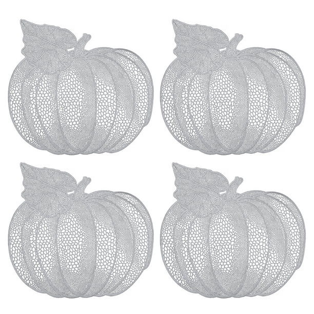 4 manteles individuales de PVC de calabaza, tapetes huecos, tapetes decorativos antideslizantes con aislamiento térmico