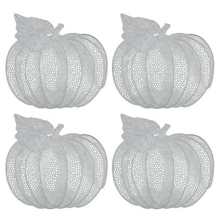 

4 PCS Pumpkin PVC Placemats Hollow Mats Non-Slip Heat Insulation Decorative Table Mats