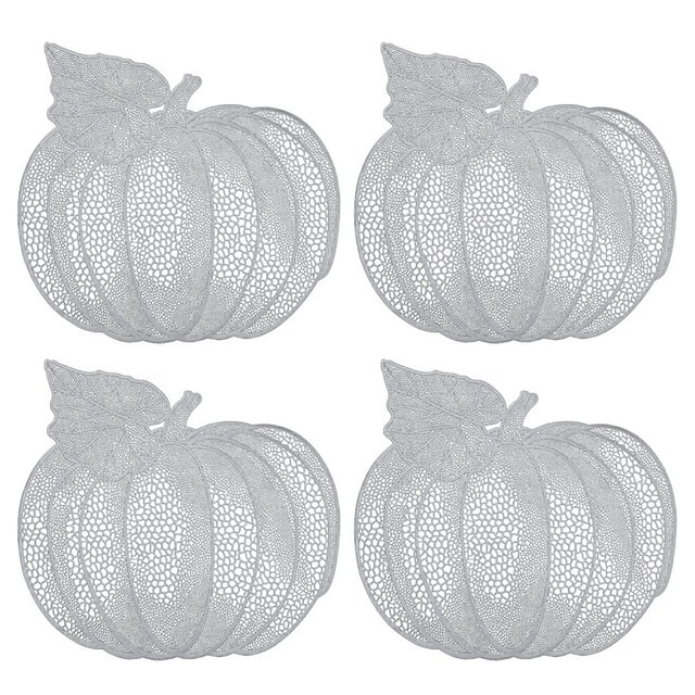 4 manteles individuales de PVC con forma de calabaza, antideslizantes, con aislamiento térmico, decorativos