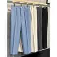 thumbnail image 5 of Pantalones de verano negros para hombre, 9 pantalones de traje para hombre, drapeados, fluidos, recortados, rectos, para el trabajo, 2024, finos, informales, elegantes, clásicos, nuevos, 5 of 5