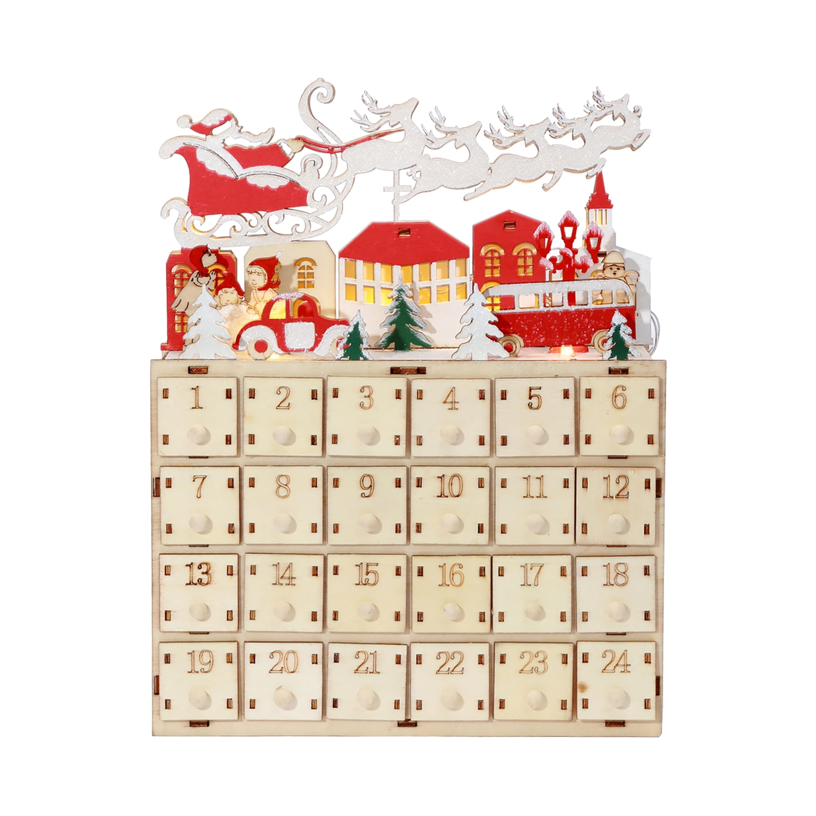 Led Christmas Advent Calendar with 24 Drawers Light Up 24 Days Countdown To  Christmas for Kids Empty Boxes Xmas Holiday Decoration - Walmart.com